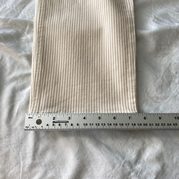 Old Navy Women's Beige Striped Extra High Rise Cotton Pants Size 10 Straight Leg - Picture 14 of 16